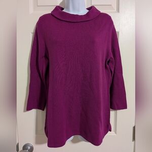 NWT Talbots Large Sweater Mulberry Maroon Wine Burgundy Cotton Blend 50s Vibes